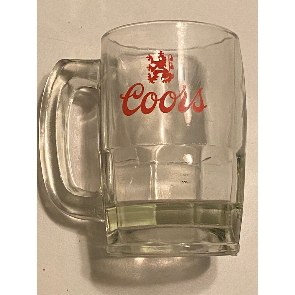 Vintage 1970s COORS Beer Thick Heavy Solid Bar Glass MUG MINTY